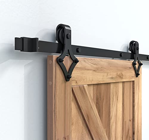 WDB Schiebetürbeschlag Schiebetürsystem - Barn Door Schiebetür Laufschienen - Komplett Set für Eine Schiebetüren – Schwarz (Raute)