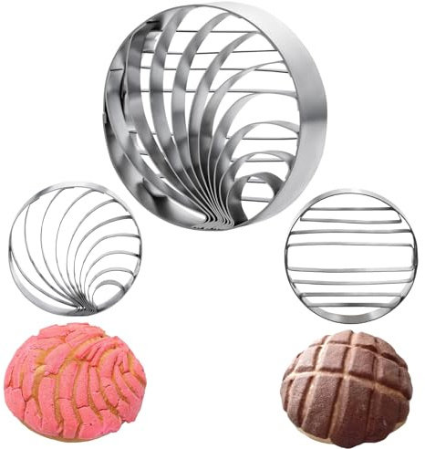 Concha-skärare mexikansk brödform tillverkad av rostfritt stål 10 cm, Concha-stämpel tvåsidig form för Pan Dulce Mexikano Cortadora De Pan, brödformad skärare Concha-kudde