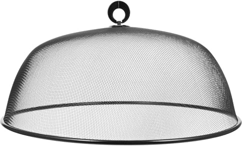 Metal Mesh Screen Food Cover 40cm Round Plate Dish Cover Tent Outdoor Picnic Food Umbrella Reusable Anti- Food Dome Net Wire Mesh Cake Covers Black