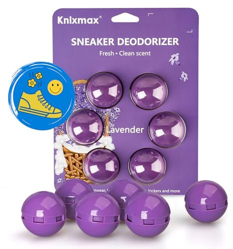 Knixmax Outdoor Desodorierungsbälle für Turnschuhe Sporttaschen Sneaker Schuh Deo Geeignet für Fitnesstasche Kleiderschrank Küche Badezimmer 6 Bälle/Lavendel/Lila