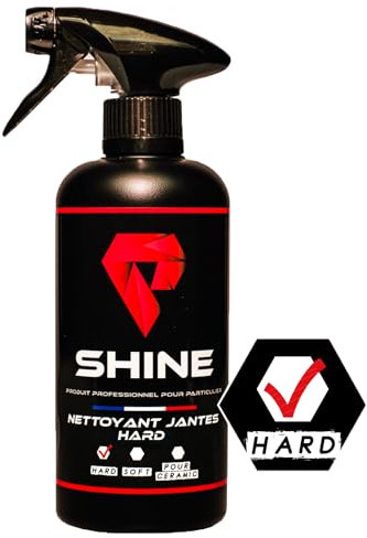 SHINE - Nettoyant Jantes Hard - 450ml - Nettoyage en Profondeur de la saleté Tenace - Formule Professionnelle pour Toutes Les Jantes - sans Danger pour Les Surfaces - Facile à Utiliser