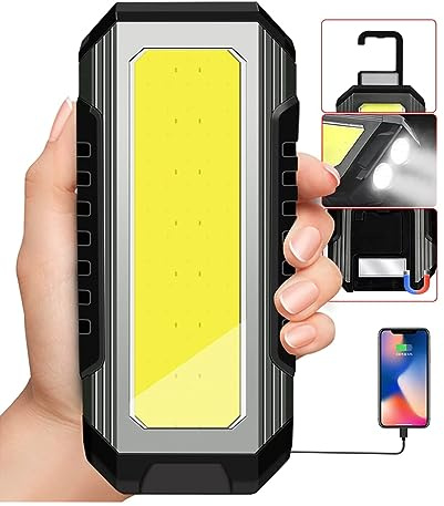 KUPRO Luz de trabajo LED recargable COB Lámparas de inspección reflector, antorcha súper brillante, 1000 lúmenes, 7 modos de luz para camping, emergencia