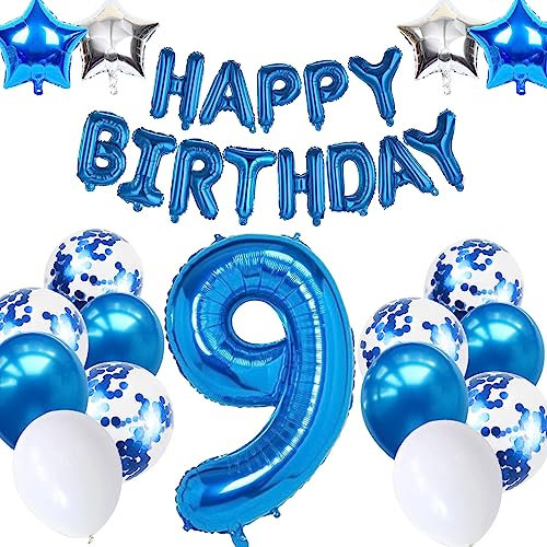 9. Geburtstagsdeko für Jungen und Mädchen - Luftballons, Dekoration und Party Deko für das 9. Lebensjahr