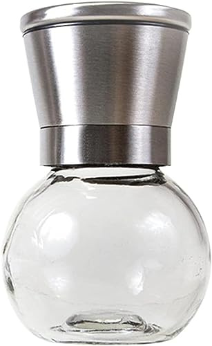 RiJpex Salt and Pepper Mill,Grinder Spice Mill,Pepper Salt Mill 210ml/7.10oz Manual Seasoning Glass Round Bottle Grinder Kitchen Tool Stainless Lid Kitchen Accessories