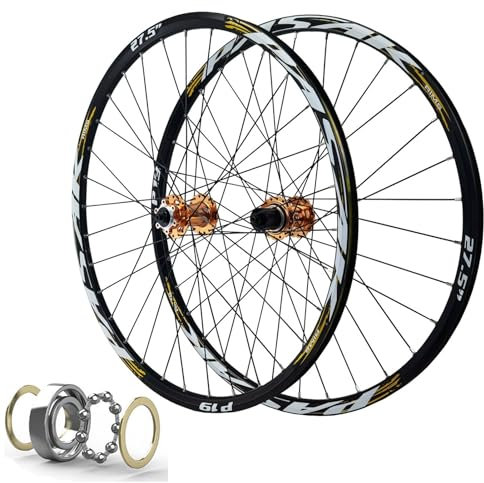 MTB Laufradsatz 26 Zoll Scheibenbremse Fahrradfelge 32 Speichen 27,5 29 Zoll Mountainbike Vorder Und Hinterrad QR Naben mit Abgedichtetem Lager for 7-11 Gang Kassette ( Farbe : Gold , Size : 24 inch )
