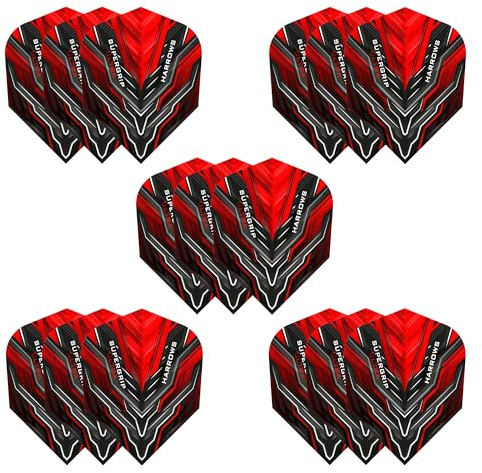 Harrows Supergrip Ultra Dart-Flights | 5 x Sets Dart-Flights (15 Flights insgesamt) | 100 Mikron Dart-Flights | Premium Extra Stark, hergestellt in Großbritannien | Professionelles Dart-Zubehör | Rote