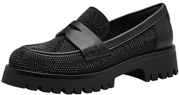 Tamaris Damen Slipper bequem; Black Glam, EU 38