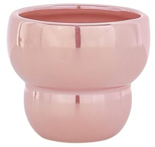 ESTINTENG Maceta de cerámica esmaltada colorida de estilo nórdico, para suculentas, plantas verdes, altas, dobles, redondas, para interiores, color rosa, tamaño grande