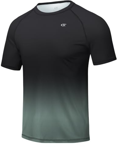 Huayuzh Herren UV Shirt Rashguard T-Shirt Schwimm Shirt Schnelltrocknend Leicht Atmungsaktiv Surfen Angeln Wandern Top