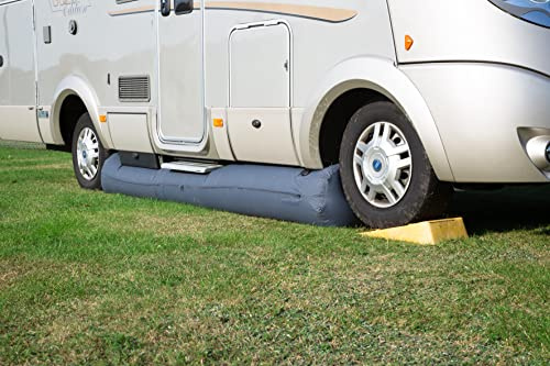 DWT Windschutz-Schlauch, 300x40 cm, 400x40 cm, 500x40 cm aufblasbar, grau, Ripstop Polyestergewebe, für Wohnmobil- und Busvorzelte