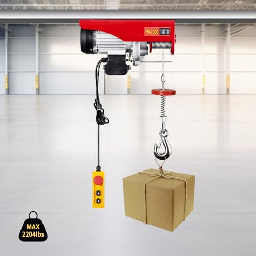 Elektrische Seilwinde 1000kg Seilhebezug Hebezug Notausschalter Elektro-Hebe Flaschenzug Motorwinde Seilhebezug & Fernbedienung (1000kg)
