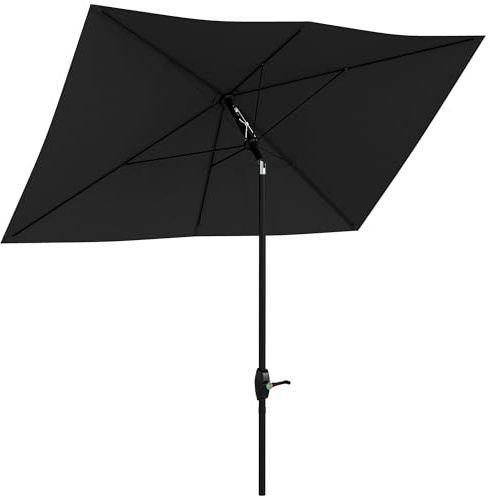 Outsunny Parasol de Jardin Droit Rectangulaire Inclinable 2x3m Noir