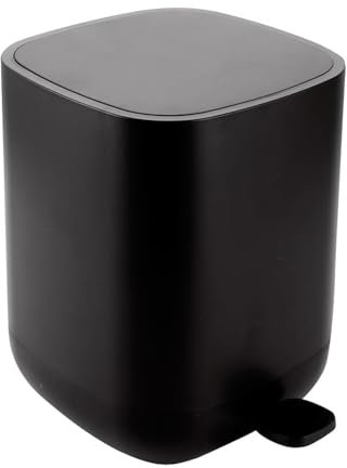 Oungy Badezimmer Mülleimer mit deckel Schwarz 9L, Kosmetikeimer Schwarzer Mülleimer Bad 9Liter Tretmülleimer Plastik Mistkübel, Mülleimer Push Deckel, Abfalleimer Bad Mülleimer Klein 27x22x27CM