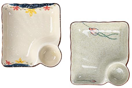 FYUEROPA Set di 2 piatti in ceramica per gnocchi con piattino, piatto per sushi, piatto da portata e piatto per snack, 19 cm