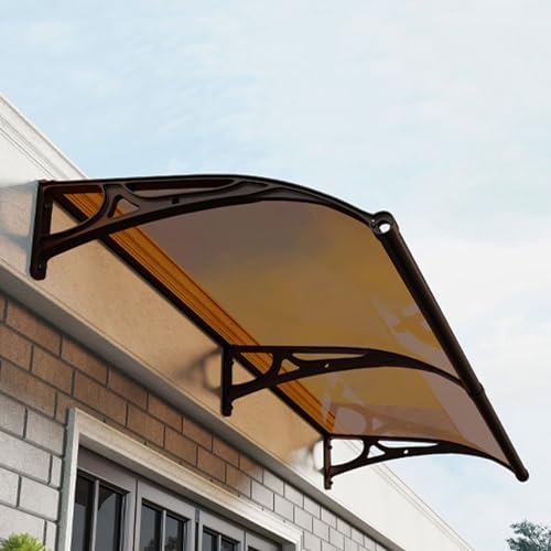 Haustürvordach UV-Schutz Überdachung Aluminium Halterung Türvordach Draußen Regenschutz Pultvordach Markisen-Hauseingang Eingangstür Vordach,Polycarbonatabdeckung (80x500cm,B)