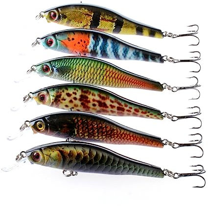 POPETPOP 6stücke Angelköder Mit Doppelhaken Aus Bleilegierung Lebensechte Crankbait Für Barsche Bunte Fischköder Für Süß Und Salzwasser-Angeln Topwater-angelgeräte Mit Starker Lichteffekt