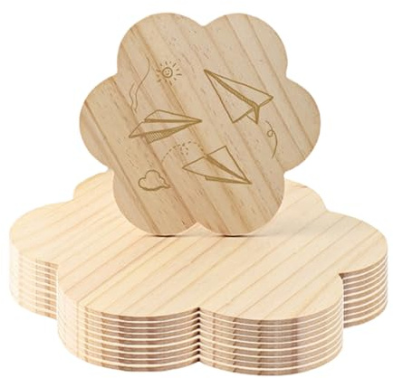 Holzscheibe rund, Naturholz Baumscheiben（10~30 cm verfügbar） bei der dekorativen Gestaltung und für Lebensmittelschalen verwendet,Malen Baumscheibe, DIY Handwerk (10 Stück 15cm Blume)