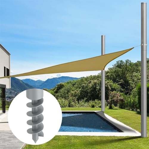 2 Pack Shade Sail Poles, 12Ft Sun Shade Sail Poles with Spiral Drill Bit, Heavy Duty Shade Sail Post with D-Clamp for Garden Yard Backyard