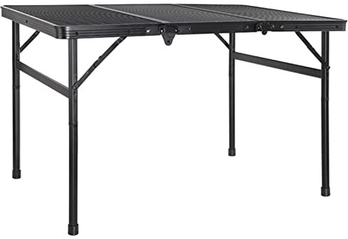 Campingtisch, tragbarer klappbarer Campingtisch mit Aluminiumrahmen und Metall-Schreibtisch, höhenverstellbarer, leichter Outdoor-Picknicktisch mit Tragegriff für Grillstrand, Schwarz (Größe: 90 x 6