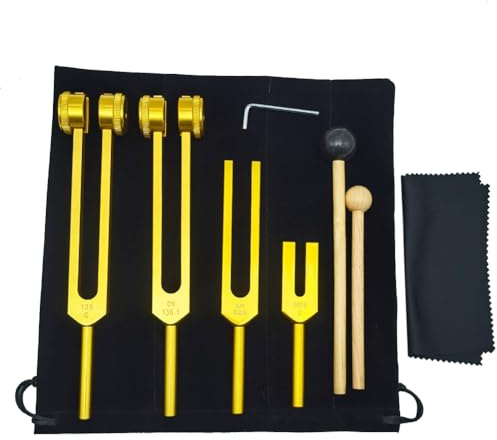 Begchy 4-Teiliges Stimmgabel-Set, Stimmgabel für Musik-Chakra, Klangtherapie, Halten Sie Körper, Geist und Seele in Perfekter Harmonie 128C