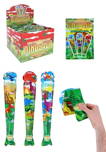 HENBRANDT 6 x Self-Inflating Dinosaur Inflatable Baseball Bat 48cm Kids Blow Up Inflatable Toys 3 Assorted Dino Designs Fancy Dress Party Decoration Stocking Filler Party Bag Favours