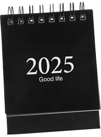 HOODANCOS Sleek 2024–2025 Mini-tischkalender Kalender Für Den Schreibtisch Kleiner Schreibtischkalender Schwarzer Einband Spiraldesign