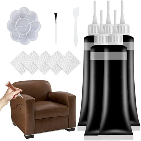 heepqy Leder Reparatur Set, Fortschrittliches Lederreparaturgel, 2024 Neuest Flüssigleder Restaurator, Kunstleder Reparatur für Autositze, Sofas, Lederbekleidung, Ledertaschen, Gürtel (1, Schwarz)