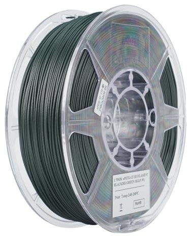 eSUN PETG Filament 1.75mm, PETG-CF Carbonfaser gefülltes PETG Filament, 1KG Spule (2.2 LBS) 3D Druck Materialien für FDM 3D Drucker, Dunkelgrün