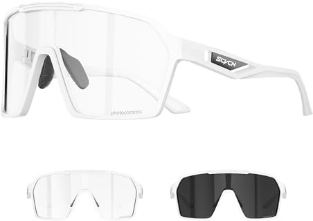 SCVCN Fahrradbrille Selbsttönend Herren Damen MTB Brille Photochrome Rennrad Sonnenbrille Klar Sportbrille Radsport
