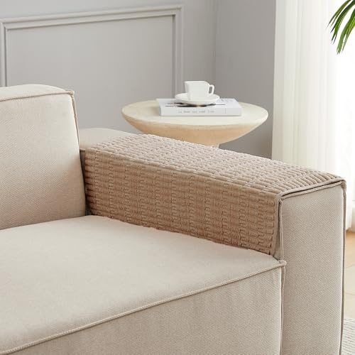 Meider Couch Arm Covers Sofa Mats for Armrests, 2pcs 30x30 inch Anti-Slip Sofa Seat Protectors Large Arm Protector Backrest Covers (Brown)