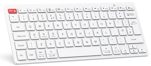 OMOTON Bluetooth Wireless Keyboard, Compact Mini Travel Portable Computer Office Keyboard for iOS Android Windows, QWERTY UK Layout, White