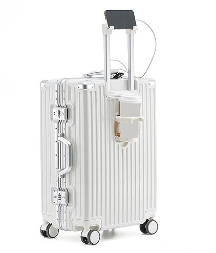IYUESQ Valise Rigide à Cadre en Aluminium avec Port USB et Porte-gobelet, valises légères avec roulettes et Serrure TSA, valises de Voyage à Coque Rigide et légères à roulettes pour Homme