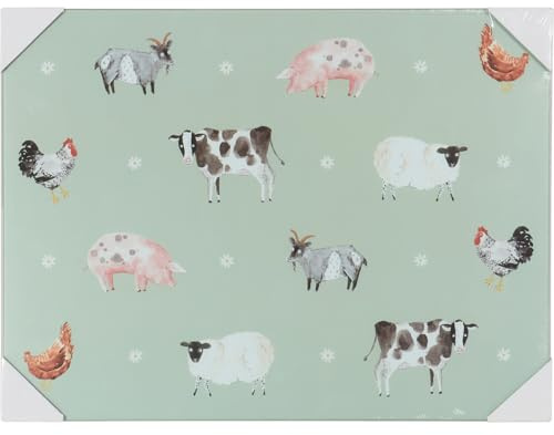 New Green Animal Print Durable Glass On The Farm Worktop Saver Chopping Board Glass Textured Cutting Protect Your Kitchen Surfaces and Maintain Their Finish for a Long Time -N14
