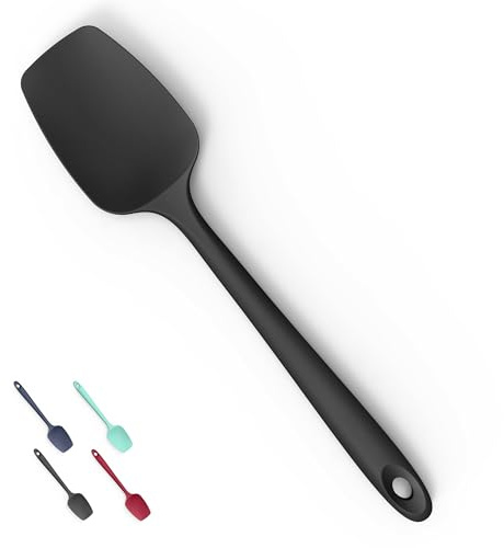 Doosu Silikon Löffelspatel, 315℃ hitzebeständig, 28,9cm, Schwarz | Flexibel Lebensmittelechter Teigschaber, Gummi Schüsselschaber, weich Antihaft, zum Servieren, Falten & Rühren Kochen Mixen