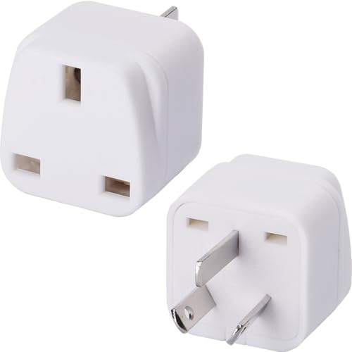 Wirafix 2 Pack UK to Australia Plug Adapter, New Zealand Plug Adaptor, UK to China Plug Adapter, Grounded Travel Adapter for Australia New Zealand China Fiji Argentina and More, White(Type I)