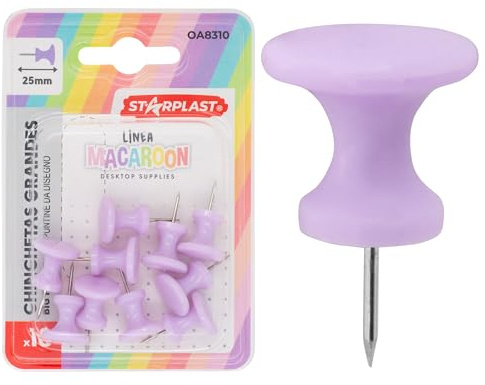 Starplast 30 chinchetas Grandes - Plástico, Color Pastel, 25mm, Accesorio, organización, Escritorio hogar, Oficina, Escolar - Lila