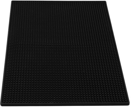 PUCSIQ Tappetino da Bar Grande 45 x 30 x 1 cm, Servizio Bar Mat Antiscivolo, Tappetino Cocktail in PVC per Bar, Cucina, Caffetterie, Nero