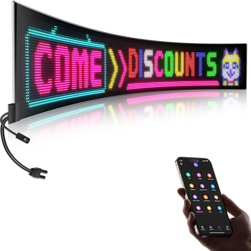 Large Programmable LED Sign, P5 Resolution Indoor Store LED Sign, Bluetooth APP, for Business Retail Shop Window Display (37x 8)