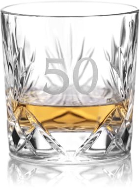 DIAMANTE Verre à whisky en cristal, édition 50e anniversaire, design traditionnel Astwood, cristal européen sans plomb, coffret cadeau