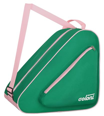 Goloni Skate Bag for Ice Skates, Inline Skates, Roller & Quad Skates, Water-Resistant Durable Skate Bag with Adjustable Strap, Unisex Skating Gear Bag for Adults,Green