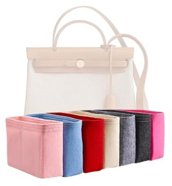 Xoppia Taschen-Organizer, kompatibel mit Hermes Herbag Zip 39 Tasche, Filzeinsatz für Damenhandtasche (Beige, Stil B: seitlicher Reißverschluss)