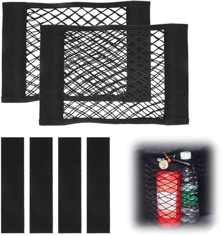 leruiyezs Set 2 Pezzi Rete Portaoggetti Auto Organizer Elastico con Hook And Loop 37x25 cm Rete Bagagliaio Auto Universale per Ordine Interno Compatibile con Berlina SUV CamperFacile Installazione