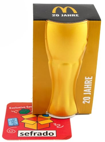 sefrado Bundle 1 x Cola Gold Glas McDonalds 2025 Sammel Gläser kompatibel mit exclusivem Untersetzer