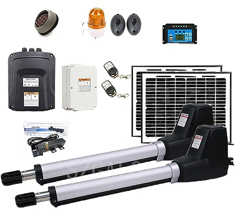 CFWWSAQ Sliding Gate Opener, Heavy Duty Dual Wing Electric Swing Gate Opener Kit Auto Dual Gate Motor Complete Hardware Kit For Swing, Driveway, Fence(KIT J)