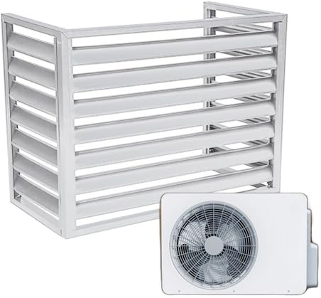 Outdoor Air Source Heat Pump Cover Aluminum Air Conditioning Protective Cover for Condenser Waterproof &White No Top L100*W50*H70 (1.5P)