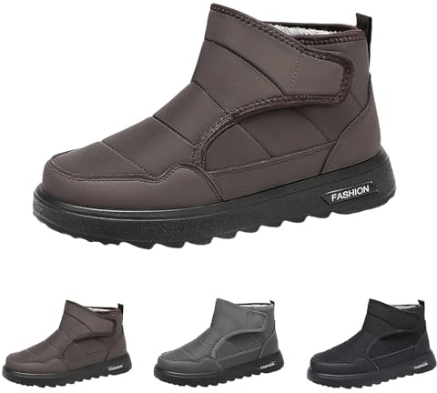 Vinterstövlar dam utan dragkedja – snöskor fodrade damplatåstövlar lätta vandringskängor utomhus kort skaft stövlar slip-on vinterskor termo skidskor eleganta ankelstövlar, BRUN, 44 EU