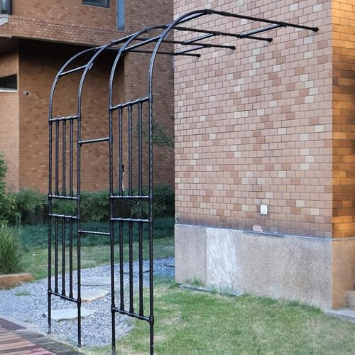 Pergola de jardin d'extérieur en acier noir robuste – Demi-hauteur tonnelle pour mariages, événements et plantes grimpantes – Support résistant aux intempéries pour vignes et roses