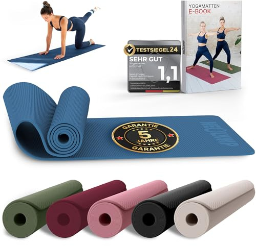NEOLYMP Yogamatte rutschfest & gelenkschonend – Gelenkschonende Gymnastikmatte & Fitnessmatte für Zuhause – 183x61cm Trainingsmatte aus PVC – Sportmatte für Yoga, Pilates – E-Book & Video Übungen