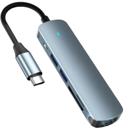 USB C Hub para Portátil Divisor USB C para Portátil | Dispositivo Portátil 6 en 1 para Transferencia de Datos Reuniones de Trabajo y Entretenimiento