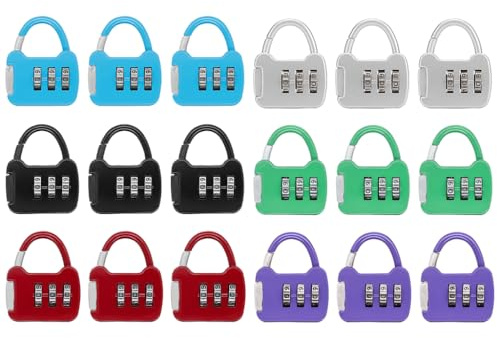 Abiyou Candado de Combinación de 3 Dígitos, 18 Piezas Mini Candados de Combinación, Mini Candado Reajustable, Candado de Combinación Pequeño, para Viajes, Maletas, Mochilas (6 Colores)